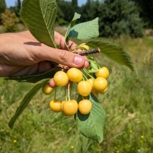 Cerisier bigarreau jaune, trompe geai